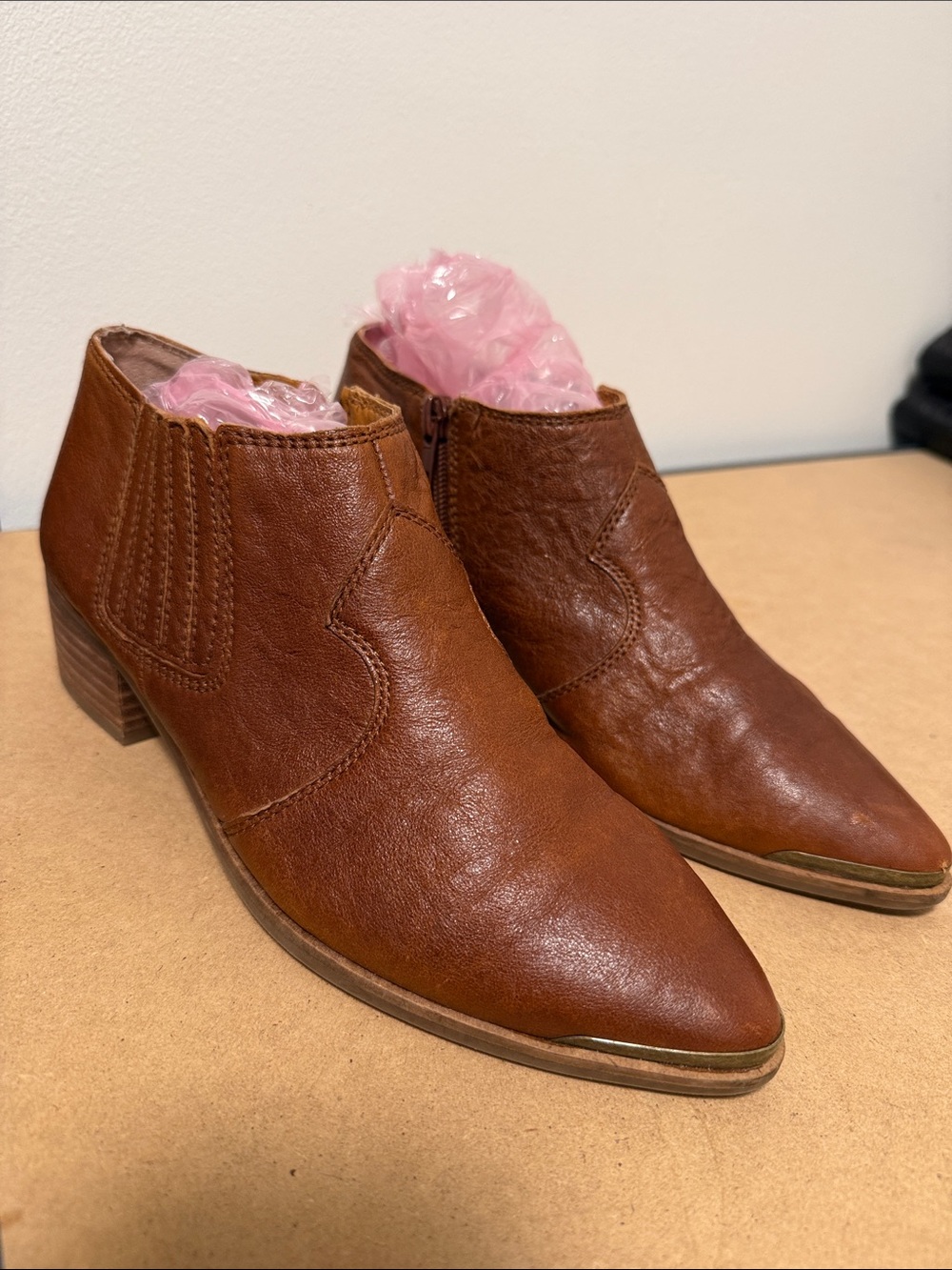 Women’s Lucky Brand Kalbah Brown Leather Ankle Bootie Shoes, size 7
